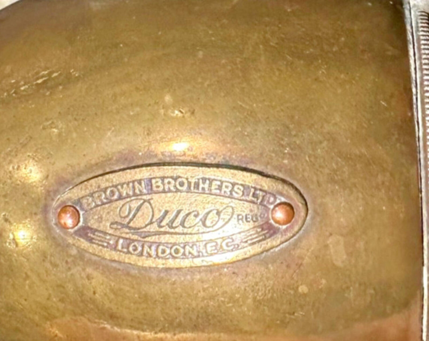 DUCO Taxi “Cab For Hire” diver’s-helmet light by Brown Brothers (brass, 1930s)