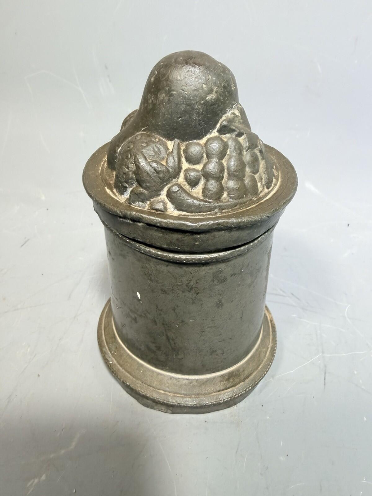 Antique Victorian Pewter Ornate Fancy Fruit Design Ice Cream Food Jelly Mould