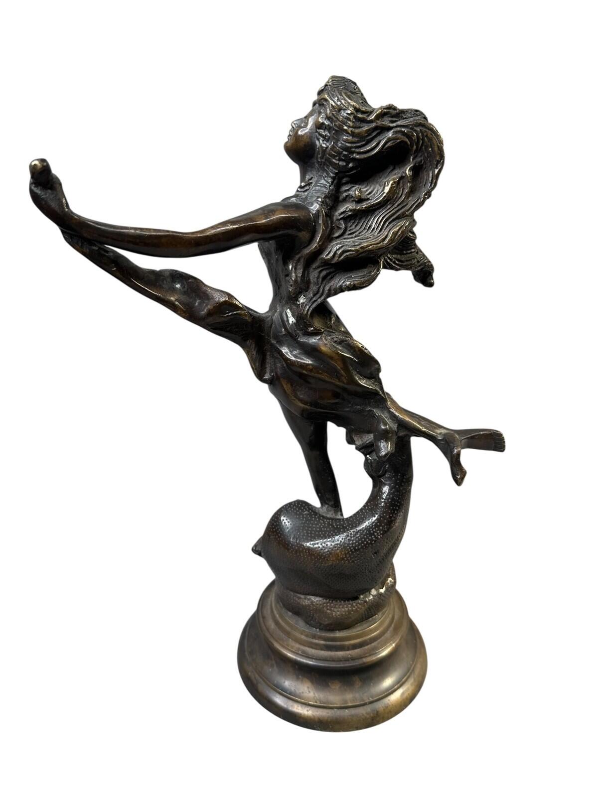 Antique Art Nouveau Bronze Sagittarius Lady Archer Statue c1900 Zodiac Fig 40cm