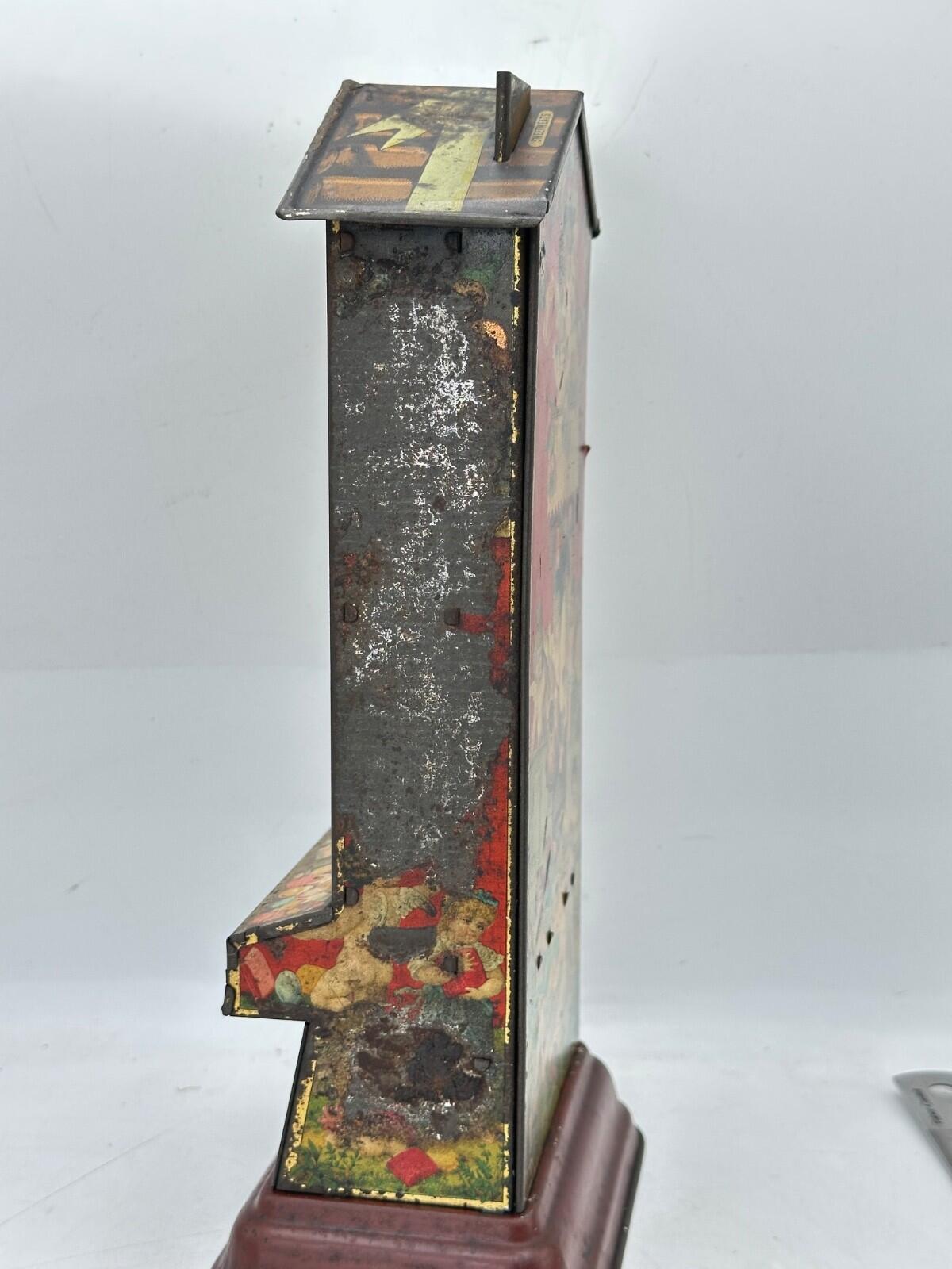 Stollwerck "Victoria" Tin Litho Money Box & Candy Dispenser — Very Rare German