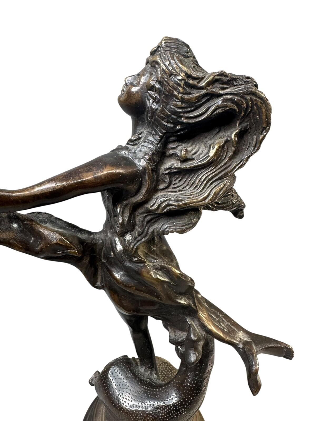 Antique Art Nouveau Bronze Sagittarius Lady Archer Statue c1900 Zodiac Fig 40cm