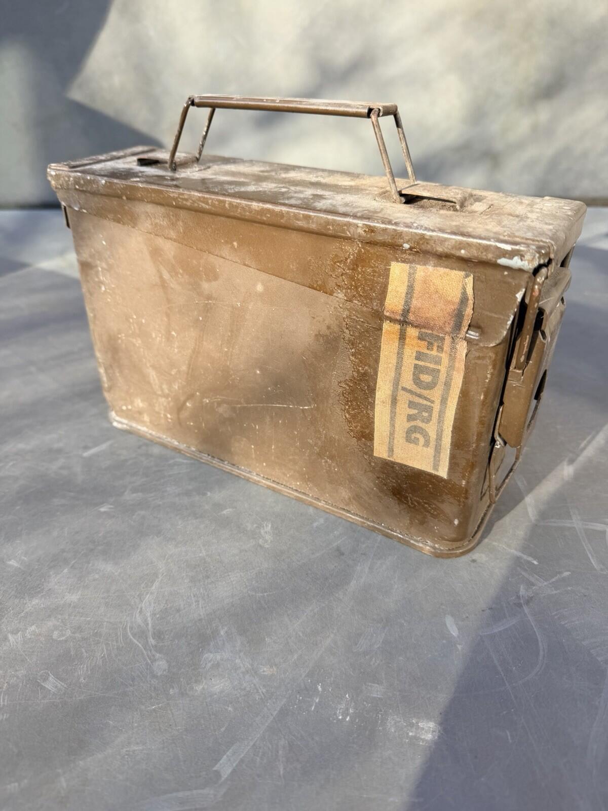 British Army 7.62mm  Cal Ammo Tin genuine item Original Paint 1970’s 200 Round