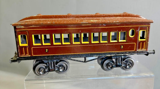 BING  TRAIN O gauge continental 2nd & 3rd class coach brown  pre war original