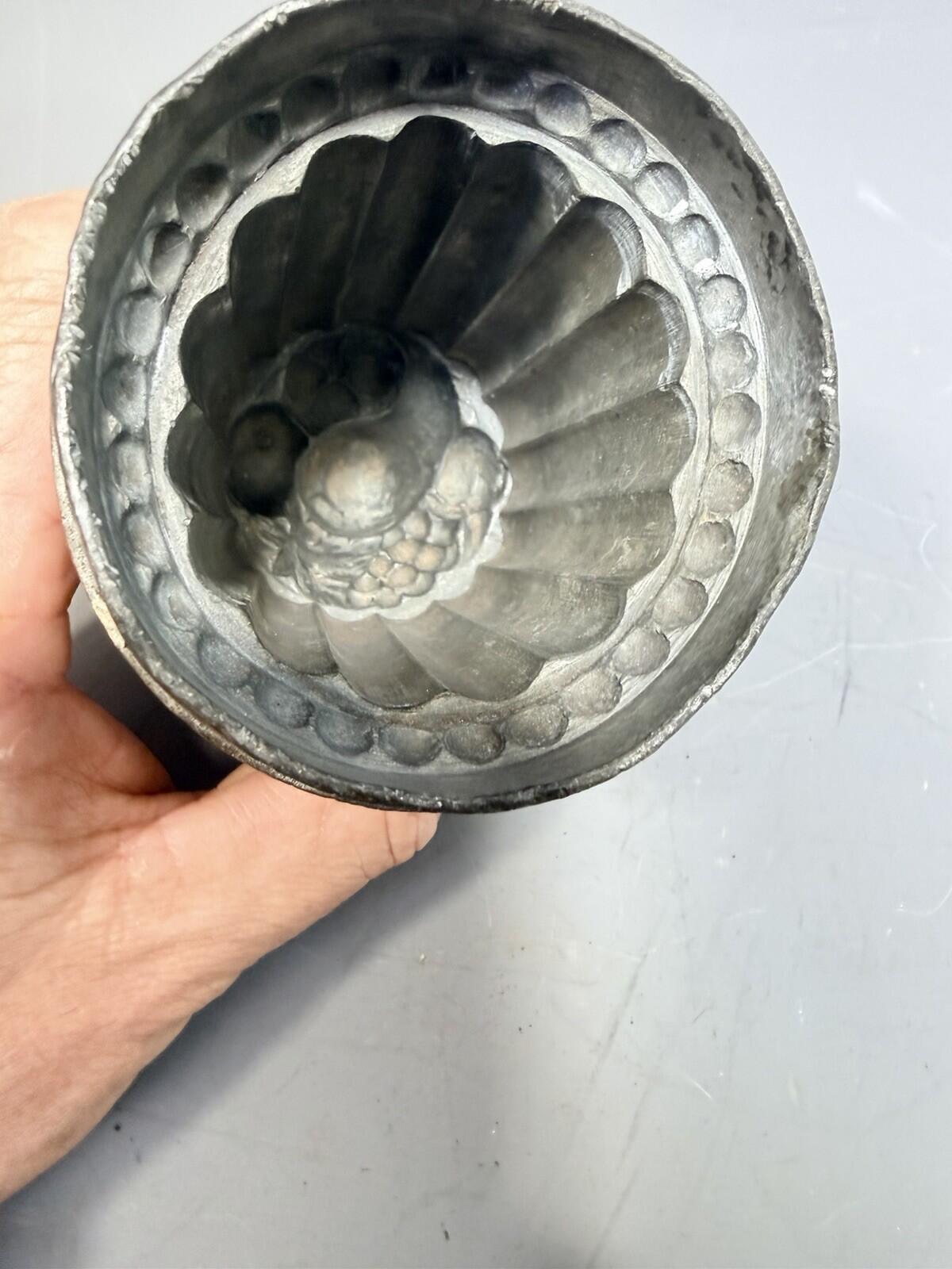 Antique Victorian Pewter Ornate Fancy Fruit Design Ice Cream Food Jelly Mould
