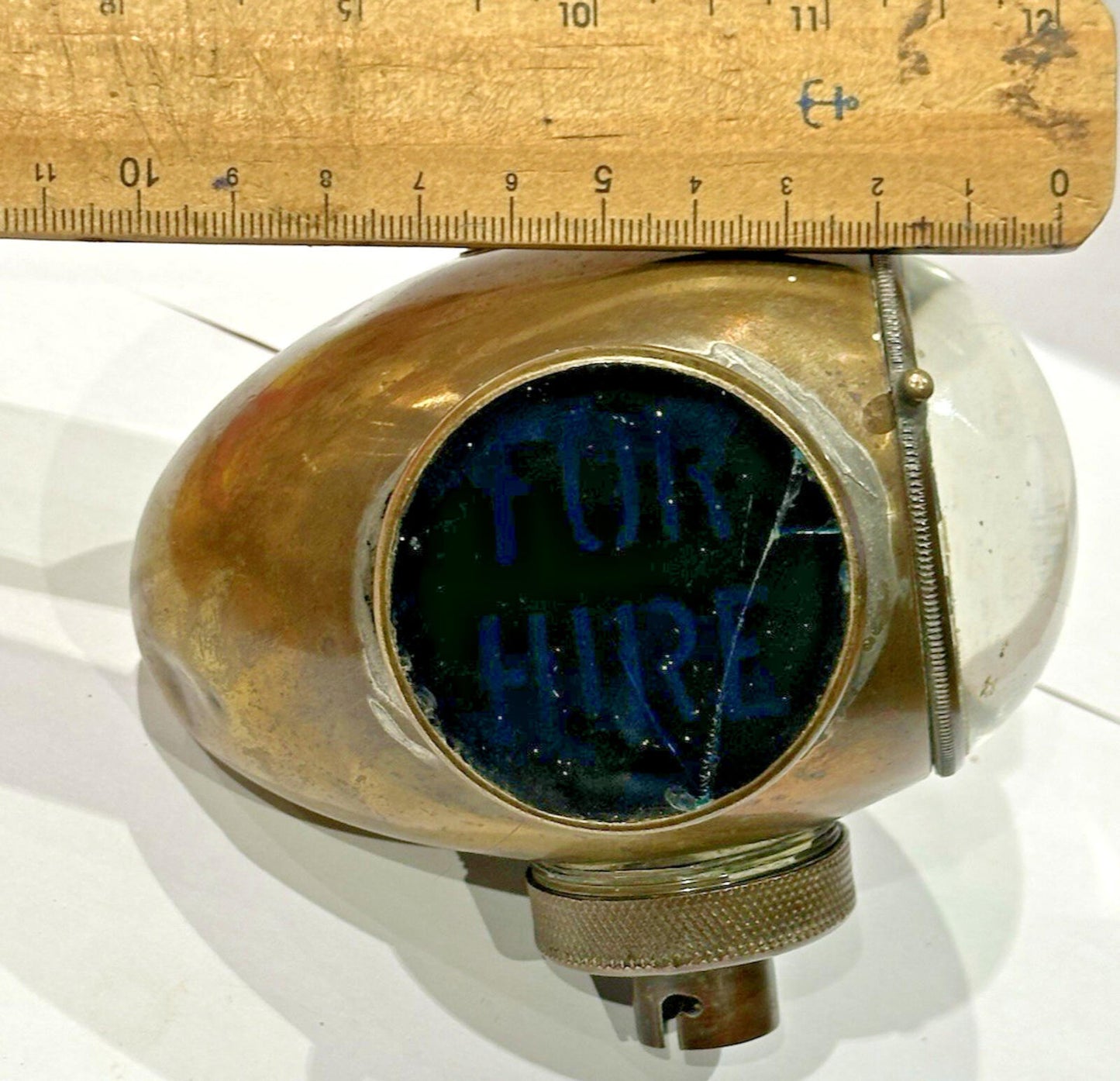 DUCO Taxi “Cab For Hire” diver’s-helmet light by Brown Brothers (brass, 1930s)