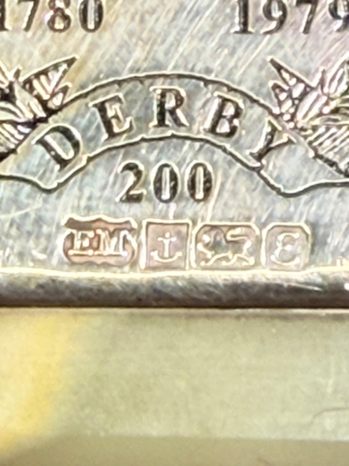 Derby 200 Commemorative Solid Silver Plaque – Limited Edition 71/750 – 1780–1980