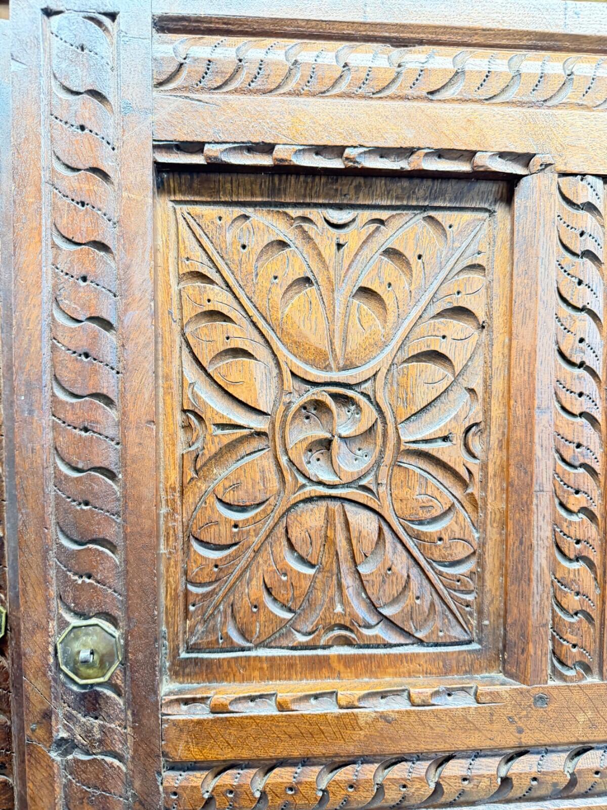 Rare 17th / Early 18th Century Hand Carved Oak Cabinet Doors Gothic Renaissance