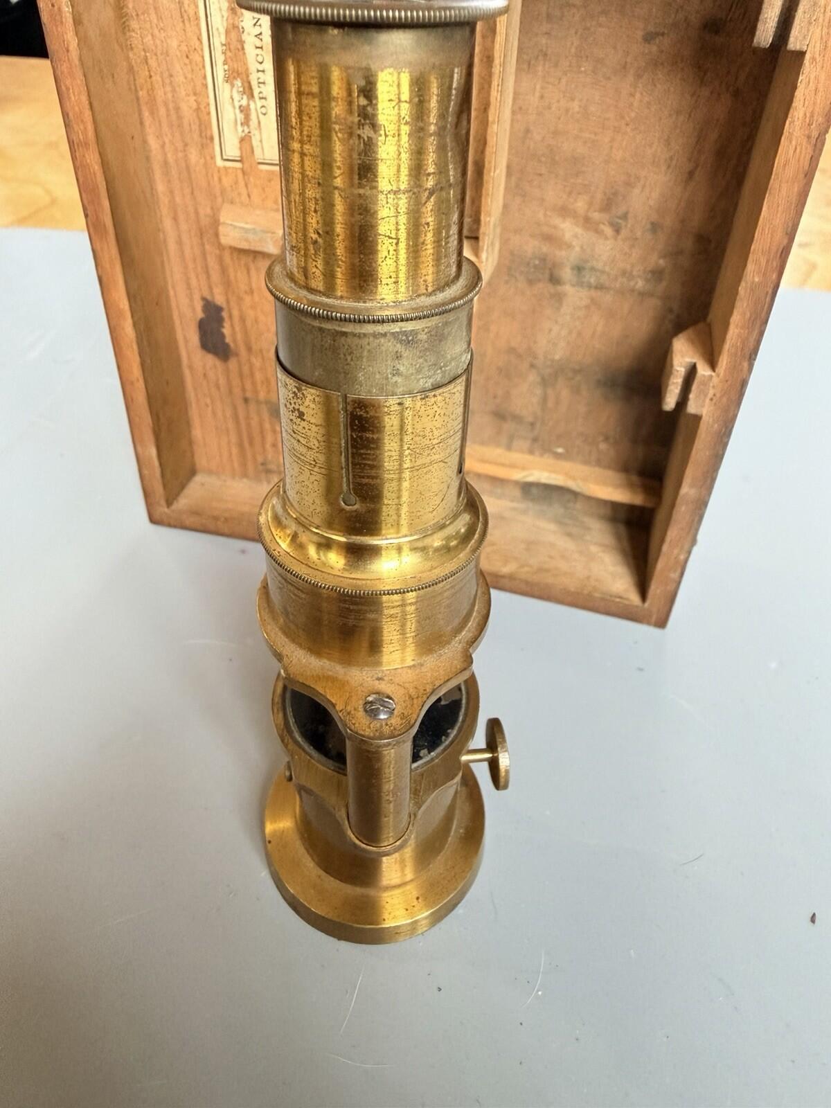 Victorian Brass Field Microscope London Optician Scientific Instrument
