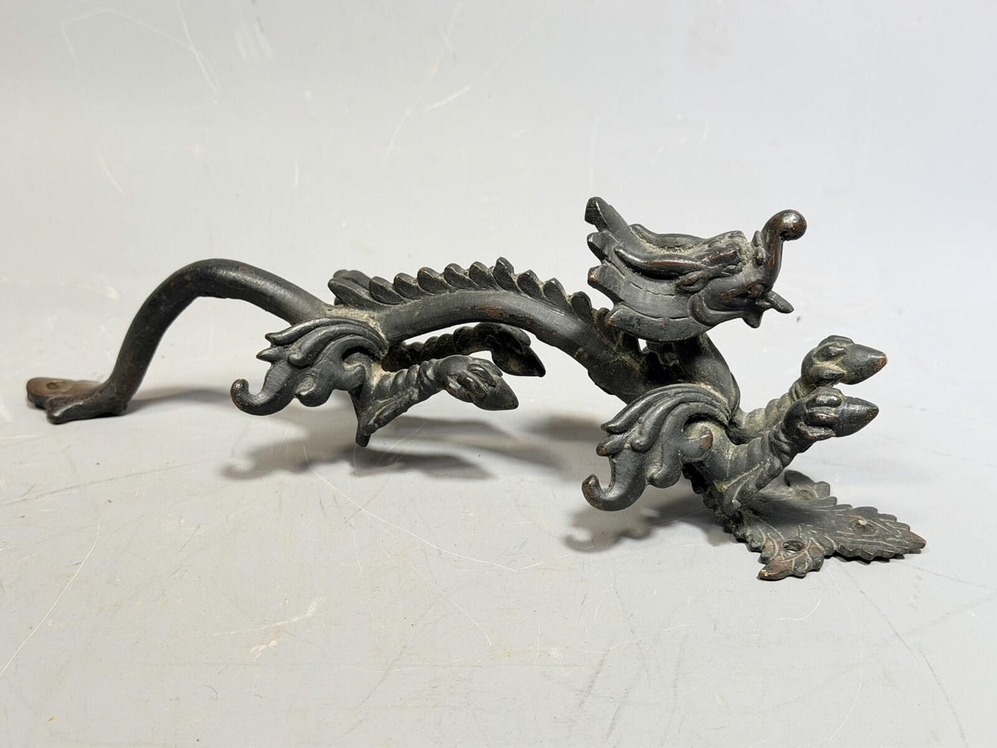 Antique Bronze Dragon Door Handle Pull Asian Style Architectural Salvage Large