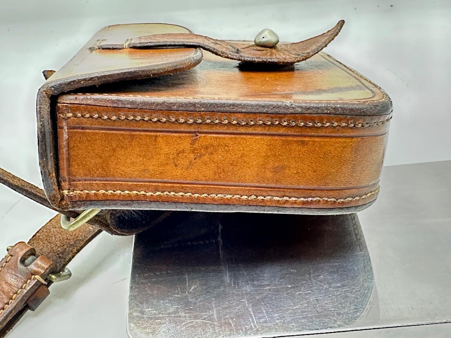 james Dixon Leather-Cased Saddle Fitting Sandwich Tin — Hunting Collectable
