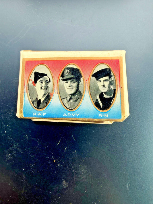WW2 British Celluloid Matchbox Holder RAF Army RN WAAF ATS WRNS Patriotic V For