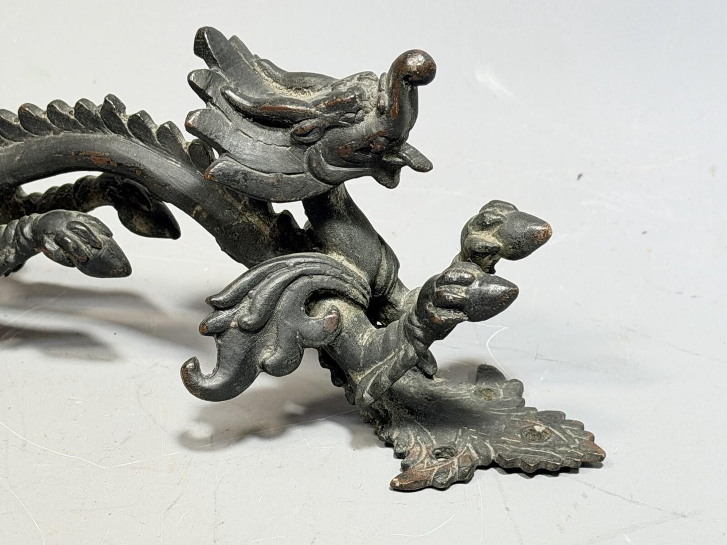 Antique Bronze Dragon Door Handle Pull Asian Style Architectural Salvage Large