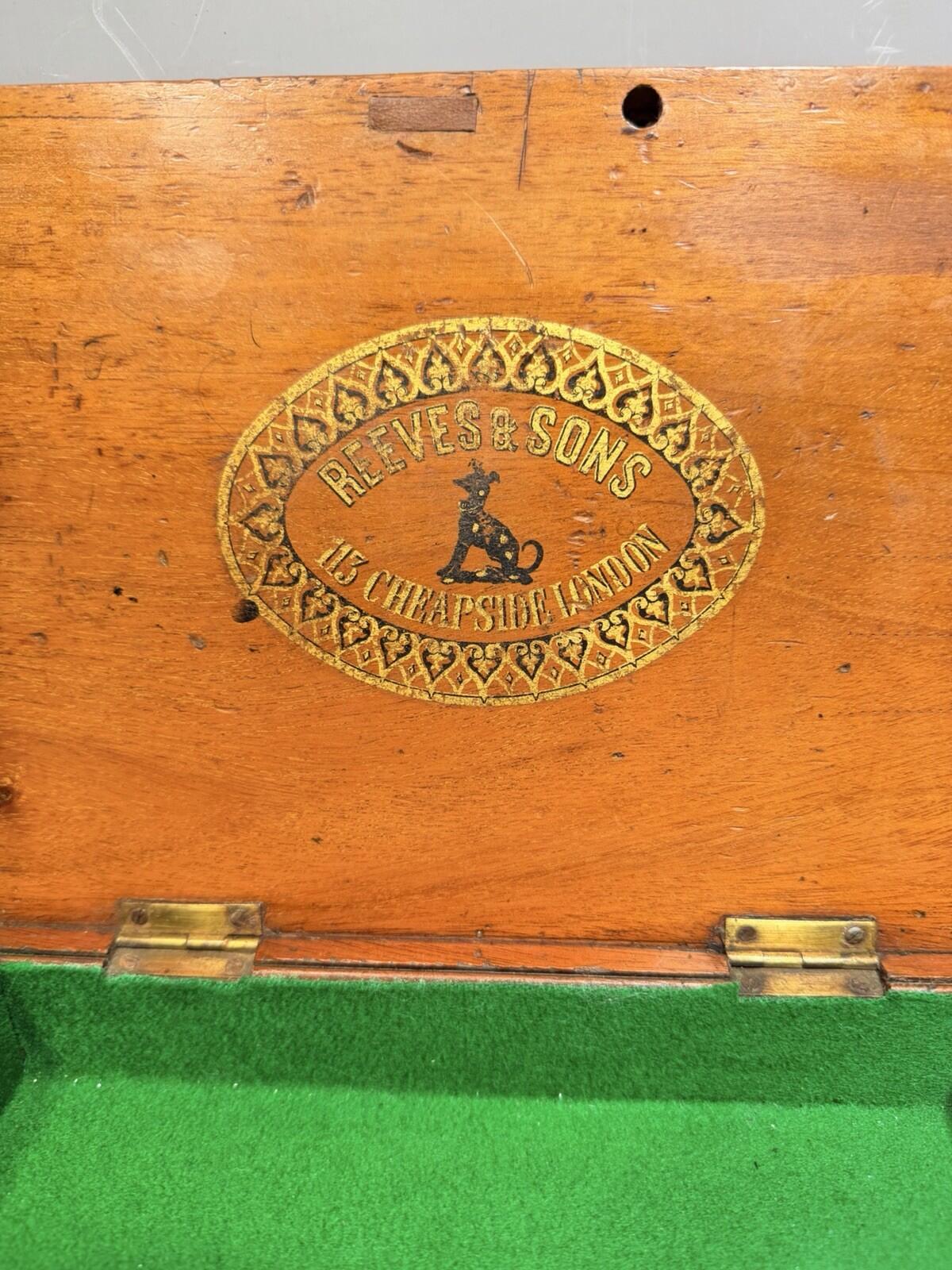Reeves & Son Cheapside Mahogany Artist Paint Box Victorian Upcycle 19th C