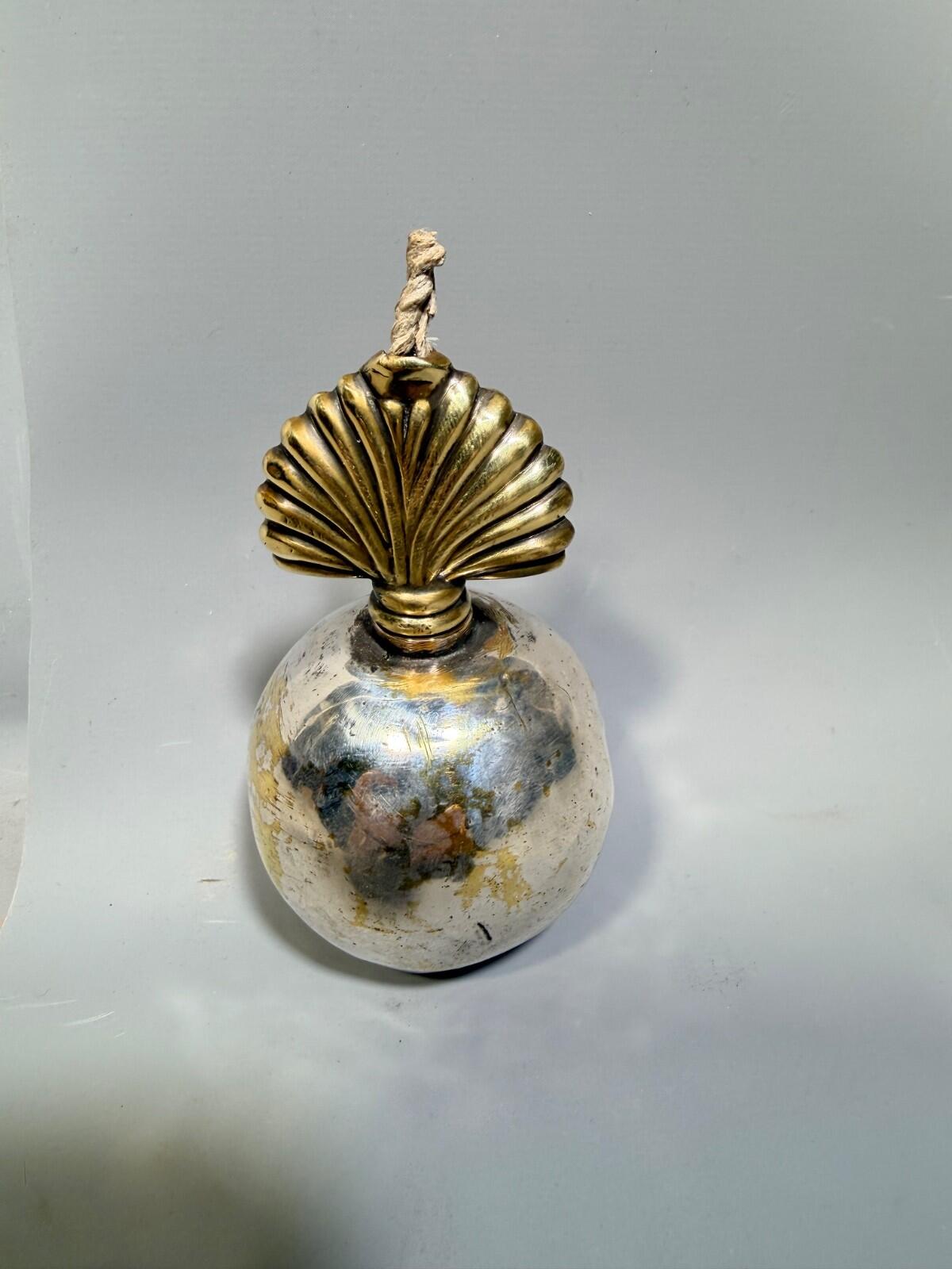 victorian Royal Artillery Flaming Grenade Table Lighter Brass silver plate
