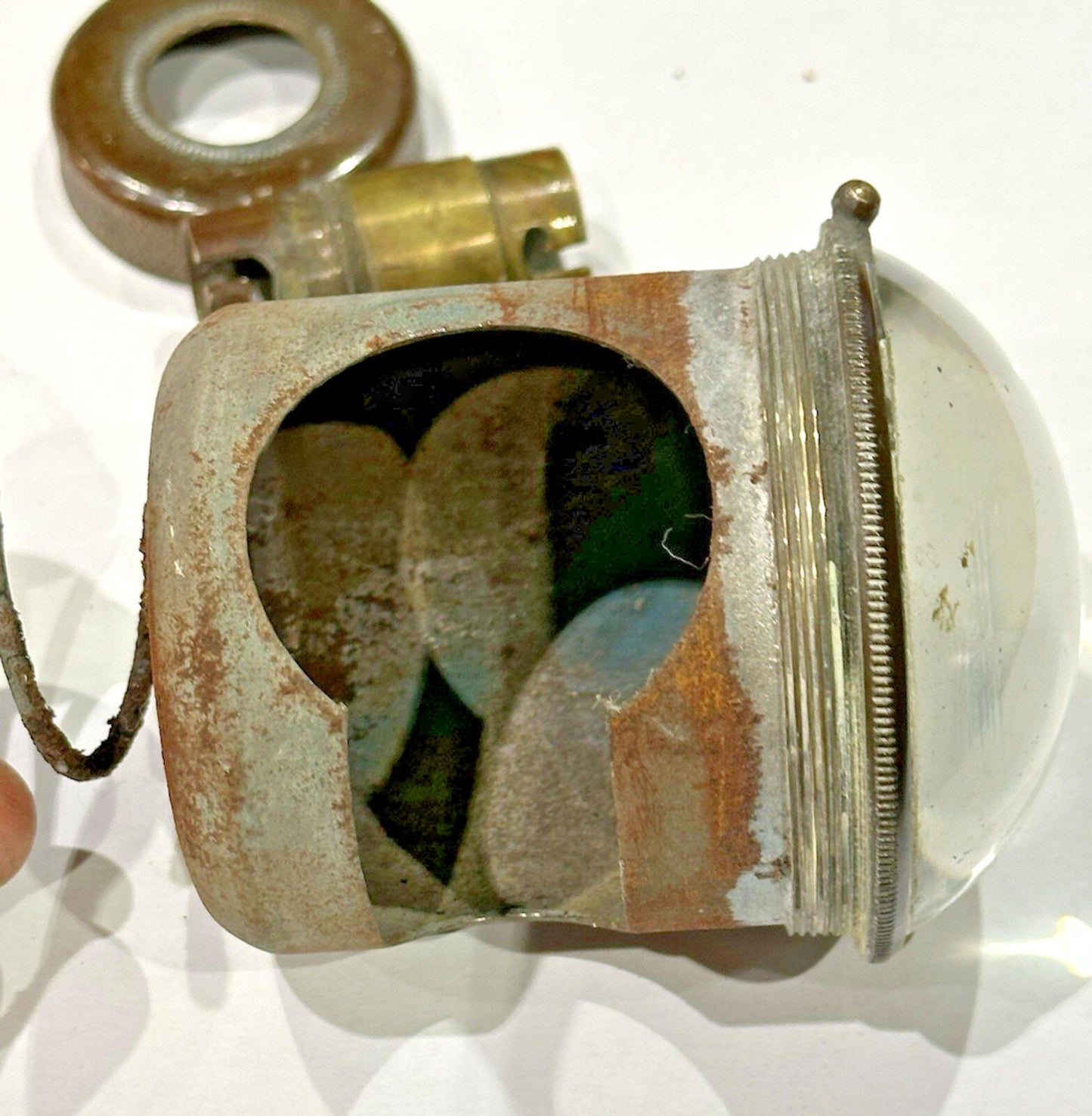 DUCO Taxi “Cab For Hire” diver’s-helmet light by Brown Brothers (brass, 1930s)
