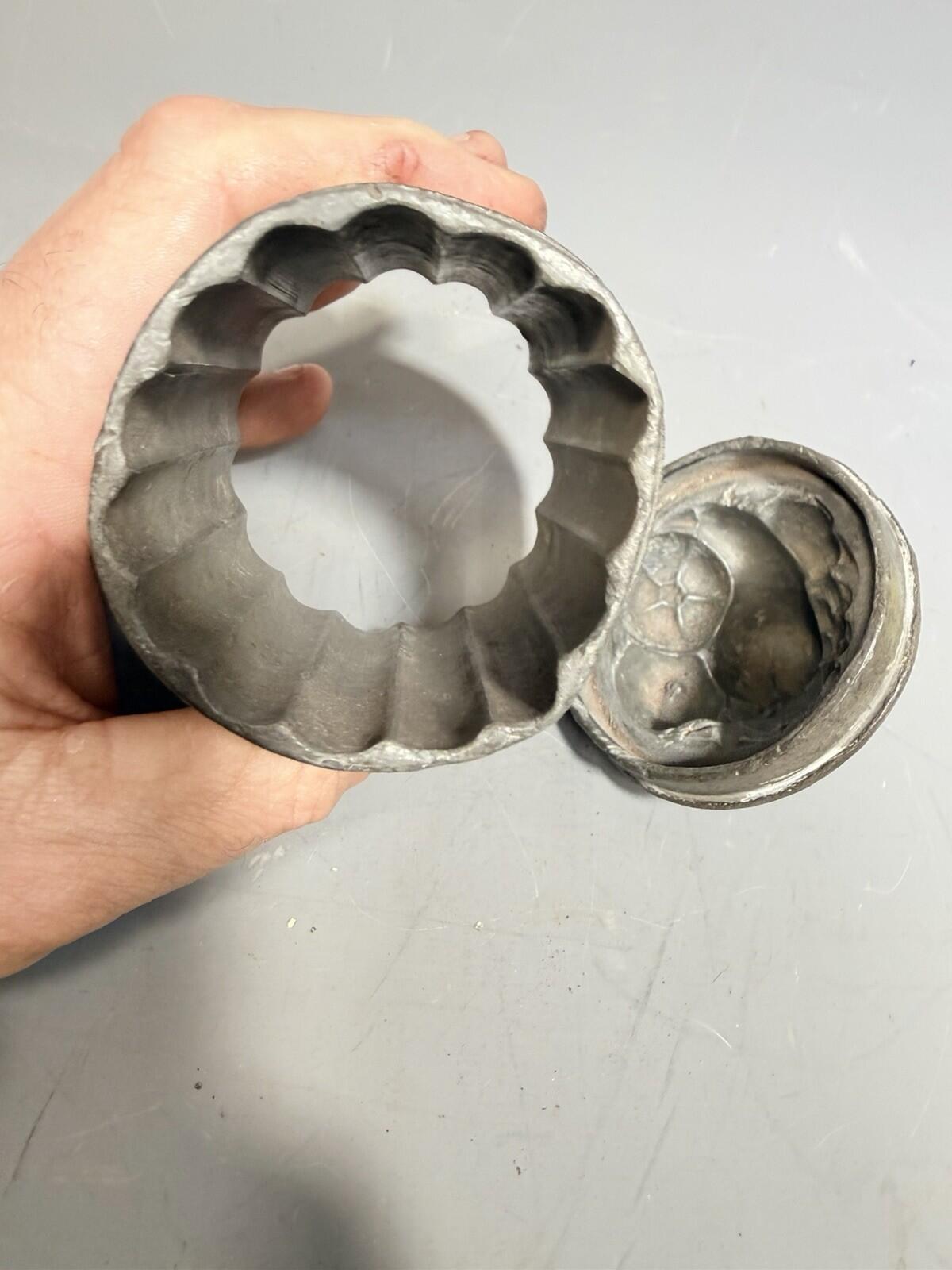 Antique Victorian Pewter Ornate Fancy Fruit Design Ice Cream Food Jelly Mould