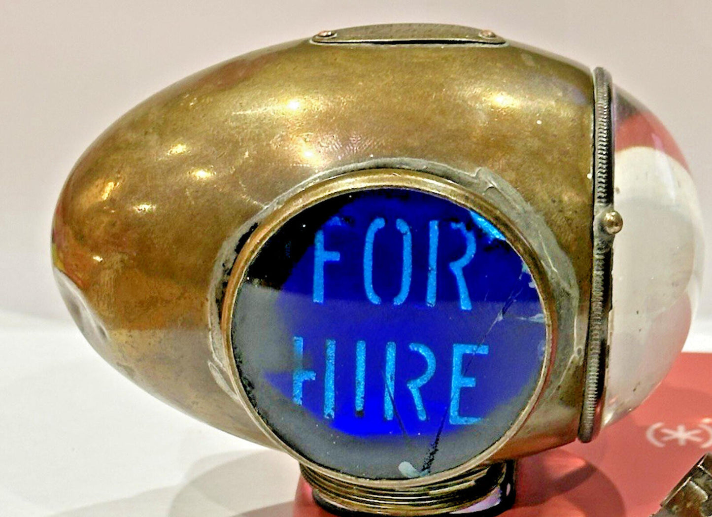DUCO Taxi “Cab For Hire” diver’s-helmet light by Brown Brothers (brass, 1930s)