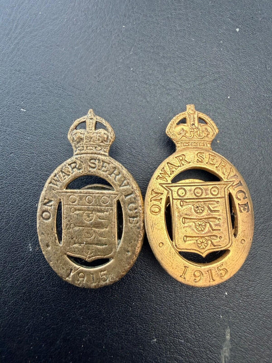 WW1 On War Service 1915 Badges J.R. Gaunt & WYLE London Numbered Original