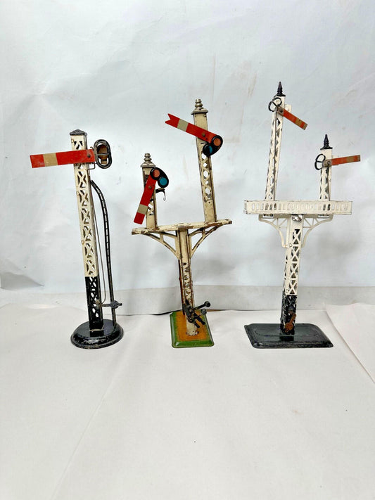 Vintage Pre-War Bing Gauge 1 / 00 Semaphore Signals c1920s Germany Tinplate x3