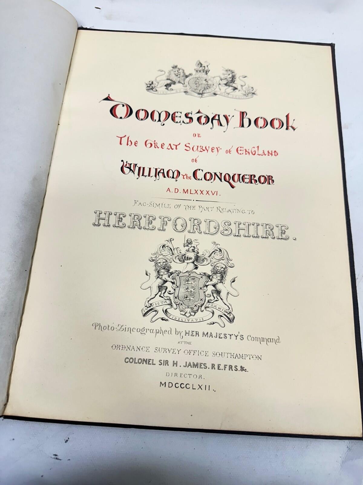 1862 Domesday Book Herefordshire – Ordnance Survey Facsimile –Herefordshire
