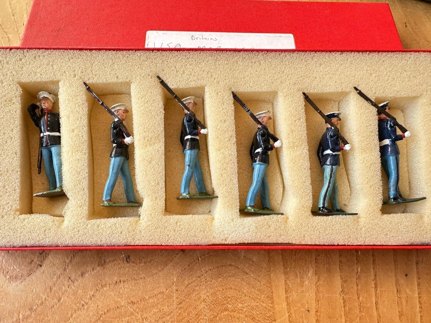 W Britains Post War 1948 Set 228 U.S. Marines with White Caps Original Paint