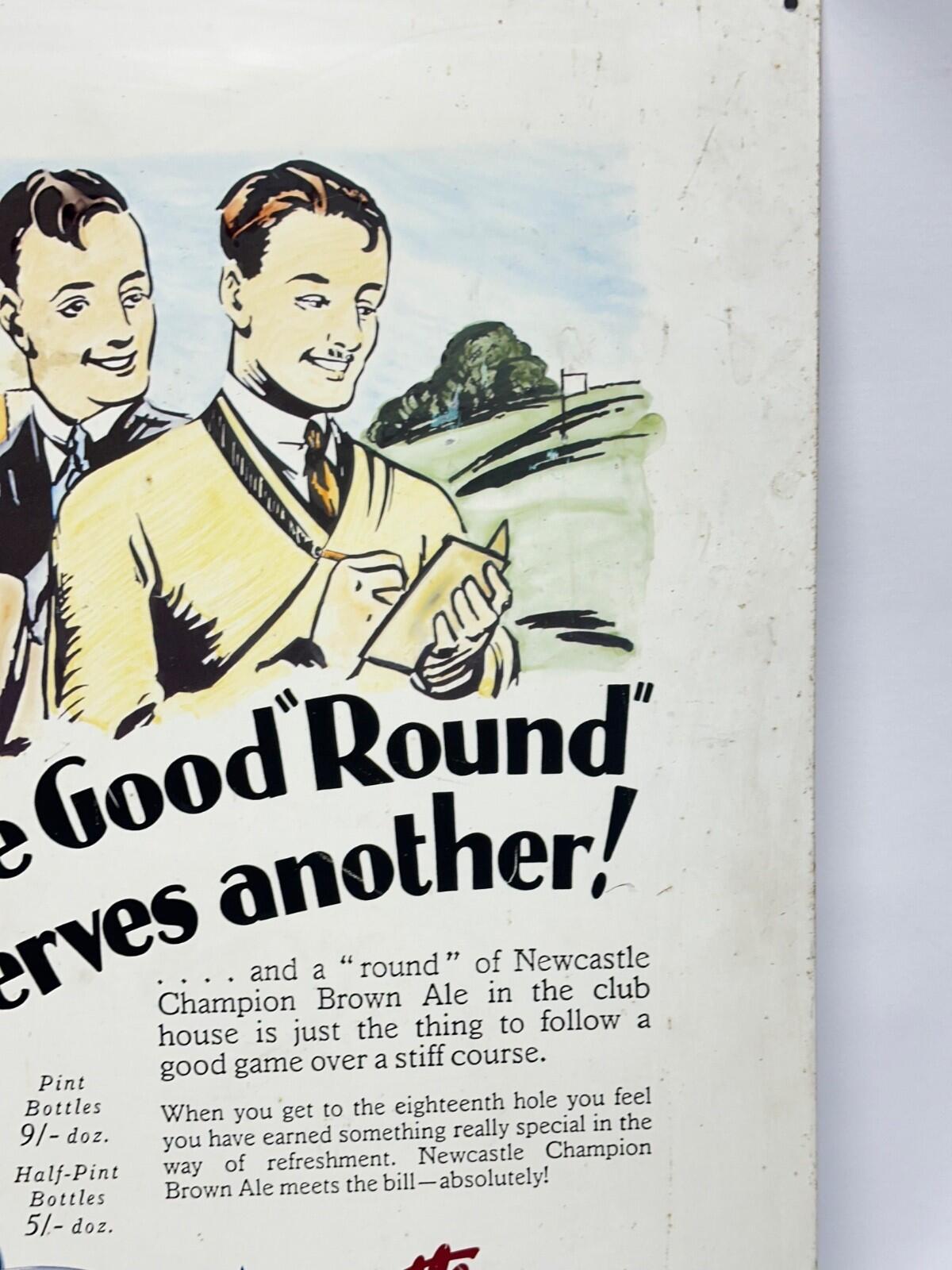 Vintage Newcastle Champion Brown Ale Metal Advertising Sign Britain’s Best Beers