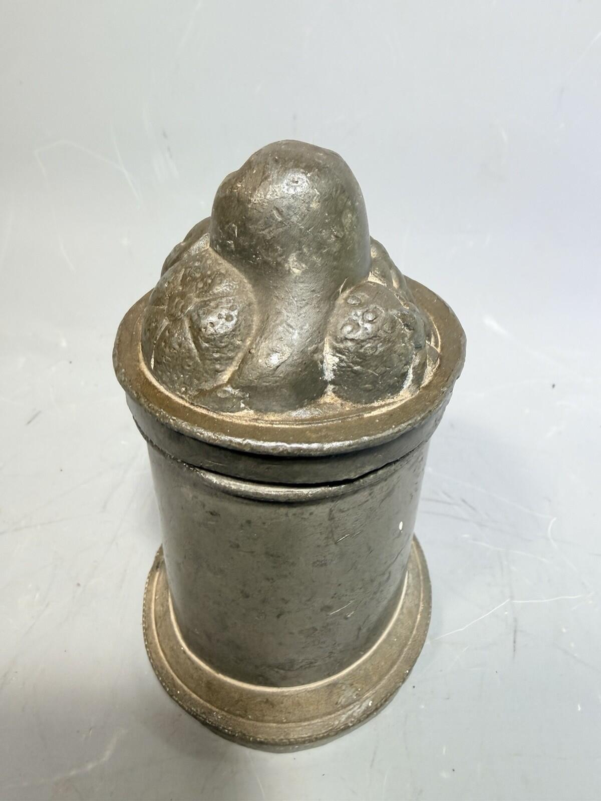 Antique Victorian Pewter Ornate Fancy Fruit Design Ice Cream Food Jelly Mould