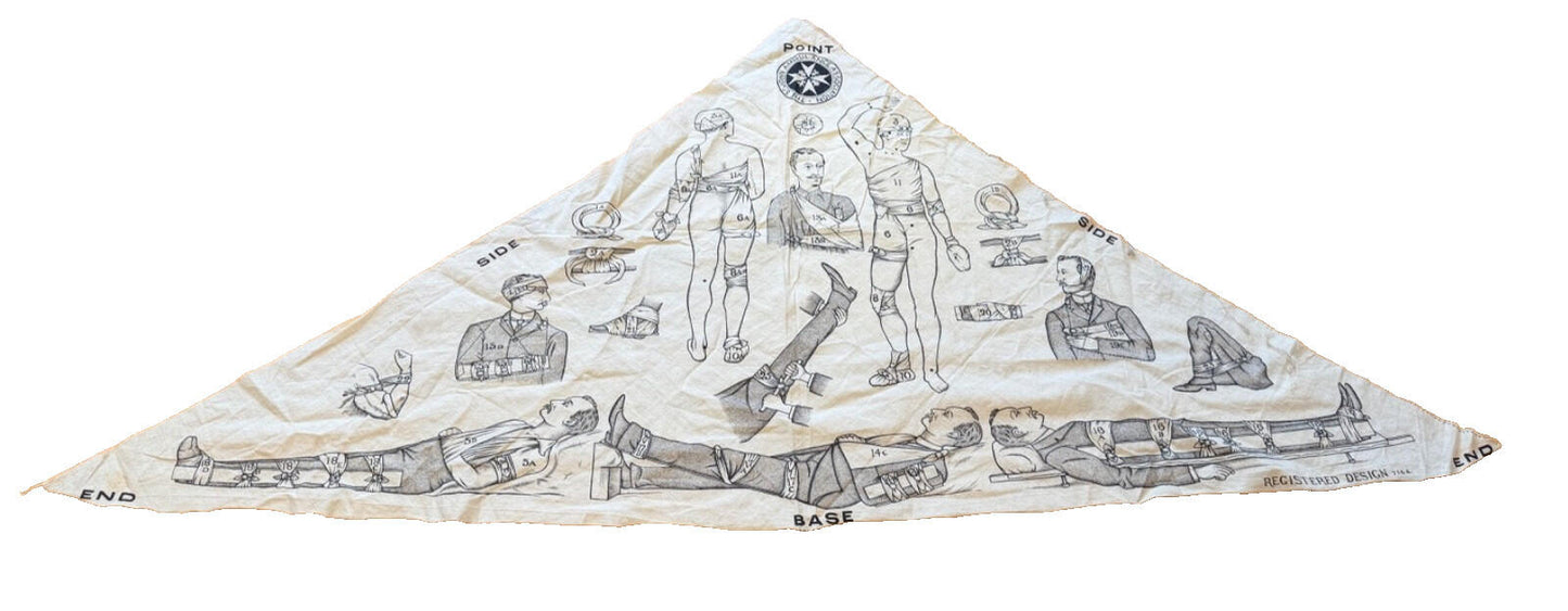 WW1 St John Ambulance Triangular Bandage Instruction Cloth First Aid Training