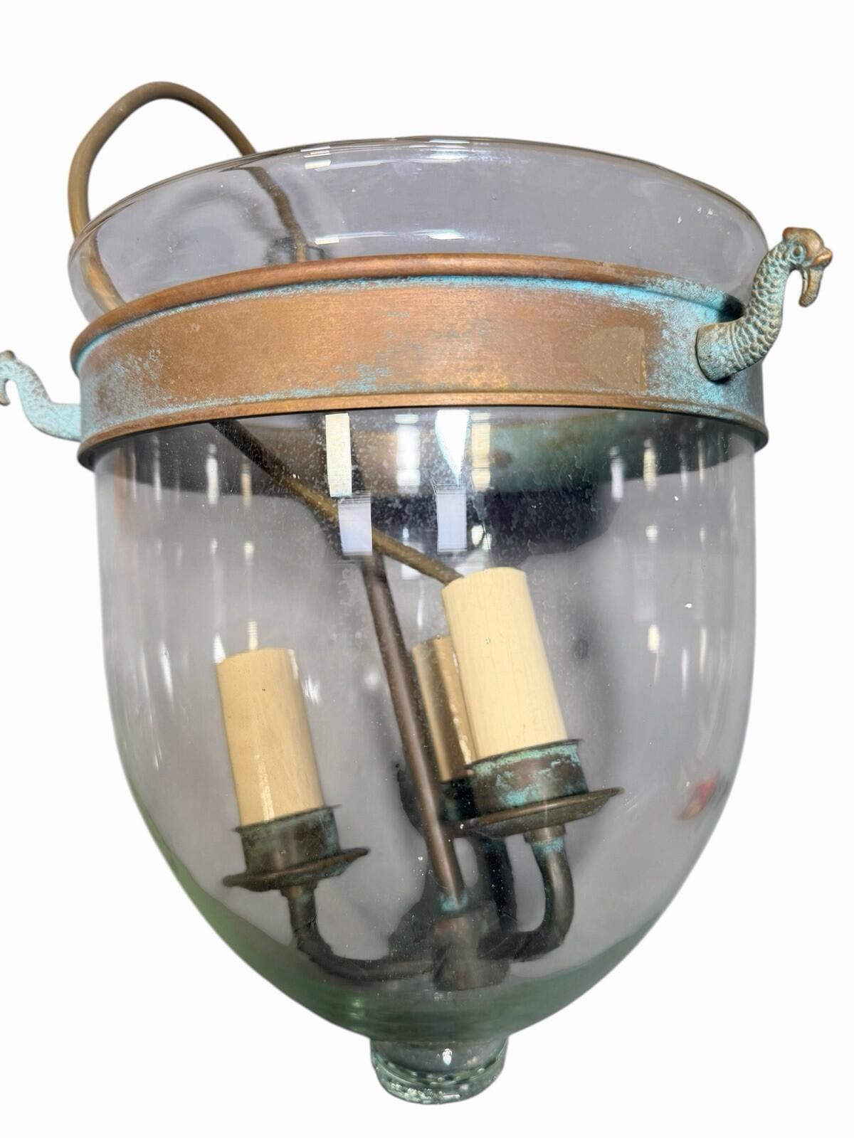 Antique Lantern Hundi Belgian Lamps Glass Bell Jar Suspendu lantern Hanging