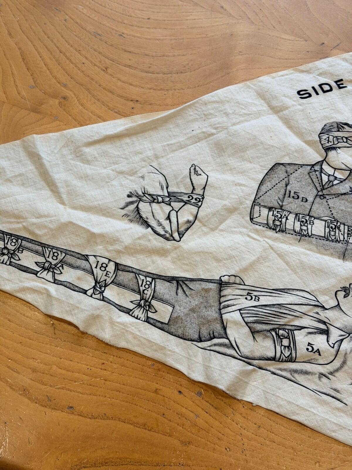 WW1 St John Ambulance Triangular Bandage Instruction Cloth First Aid Training