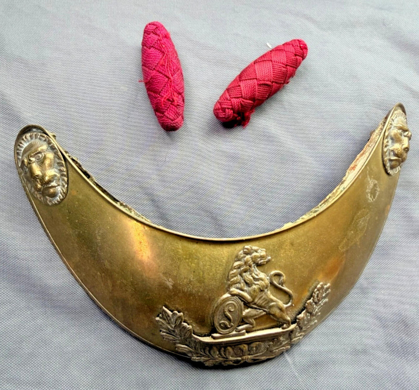 antique Belgian Military Gorget Lion Crest Maurice Journez Brussel
