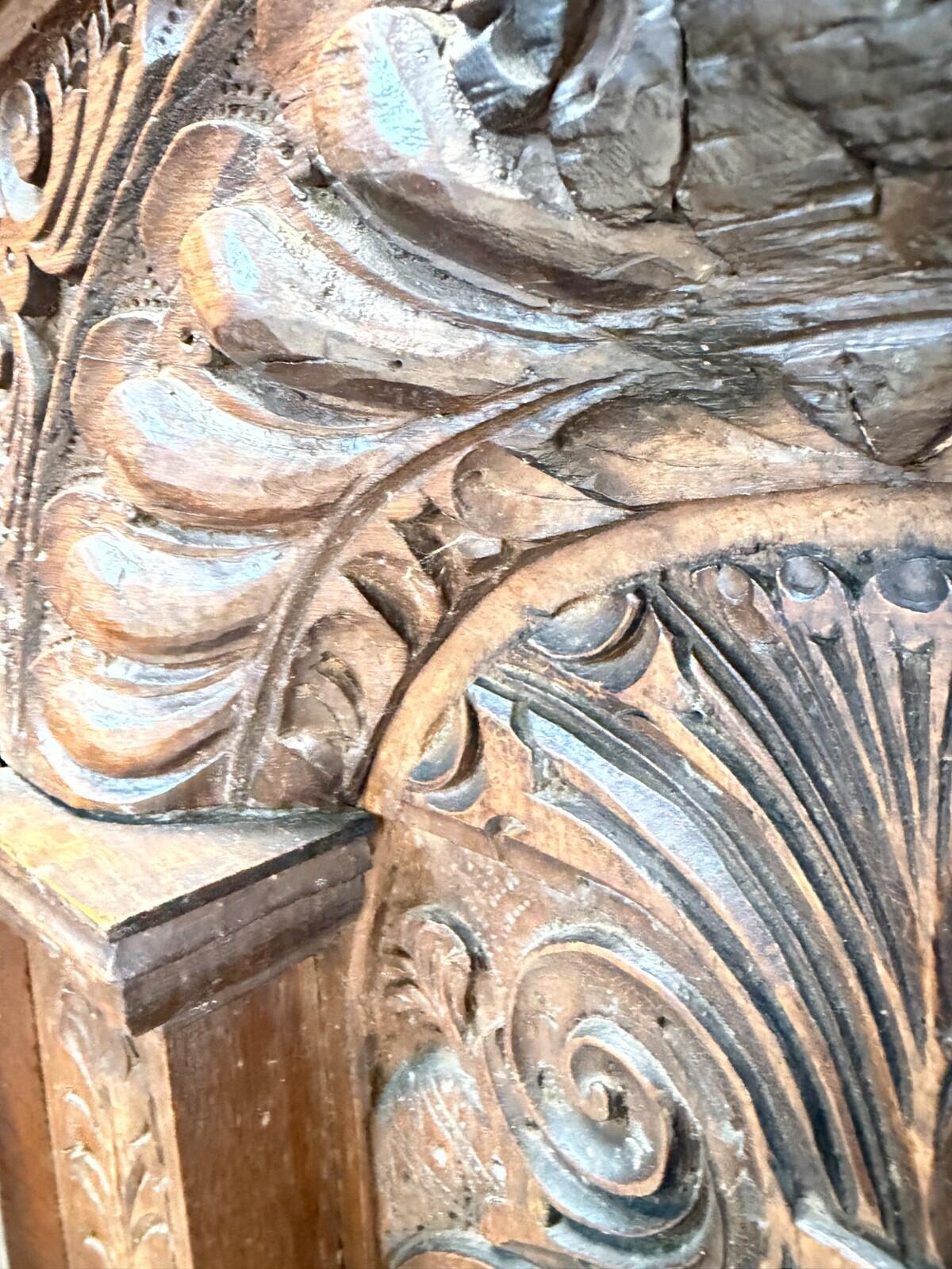 Rare 17th / Early 18th Century Hand Carved Oak Cabinet Doors Gothic Renaissance