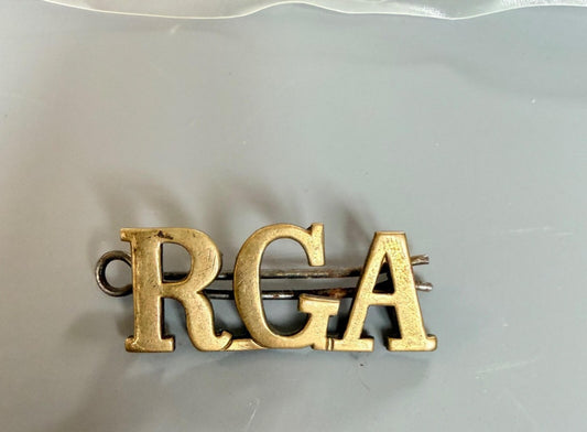 Original RGA Shoulder Title Badge Royal Garrison Artillery Brass WW1 British Arm