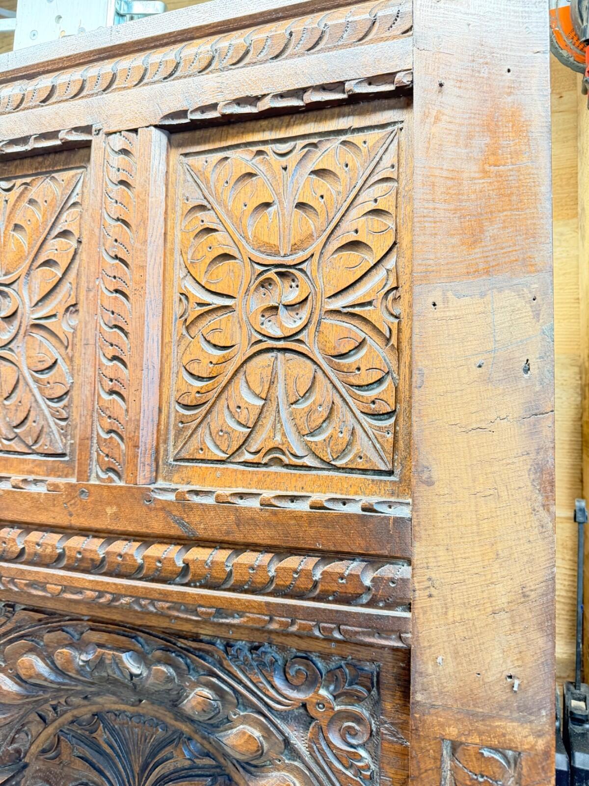 Rare 17th / Early 18th Century Hand Carved Oak Cabinet Doors Gothic Renaissance