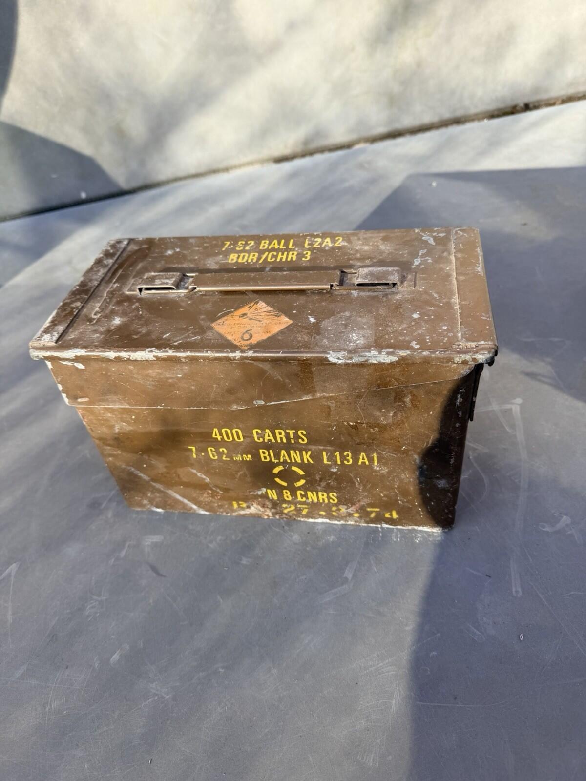 British Army 7.62mm  Cal Ammo Tin genuine item Original Paint 1970’s