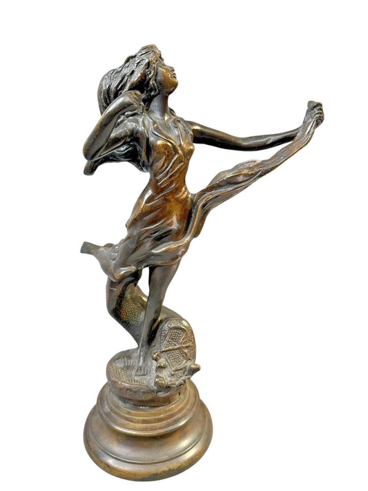 Antique Art Nouveau Bronze Sagittarius Lady Archer Statue c1900 Zodiac Fig 40cm