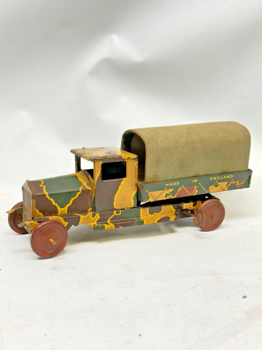 Mettoy Tinplate Military Lorry Clockwork Toy Made in England Working