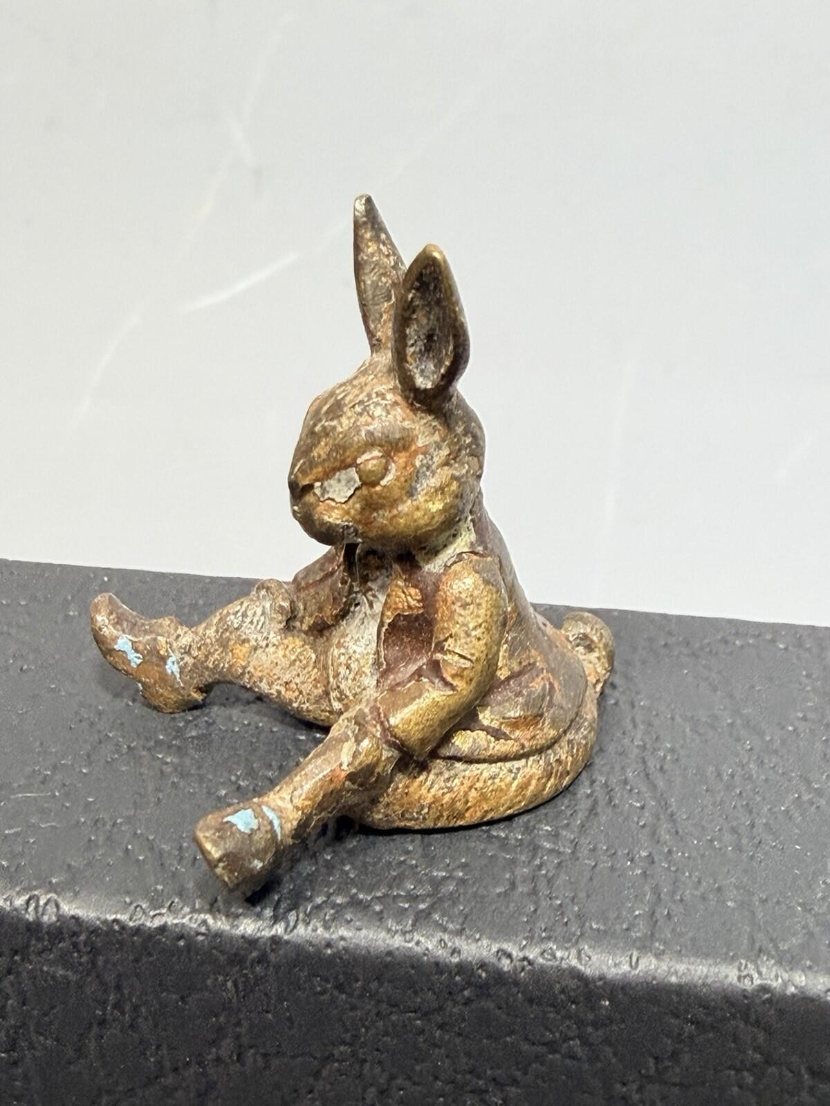 Benjamin Bunny Miniature Cold Painted Bronze Figure - Unsigned - Beatrix Potter