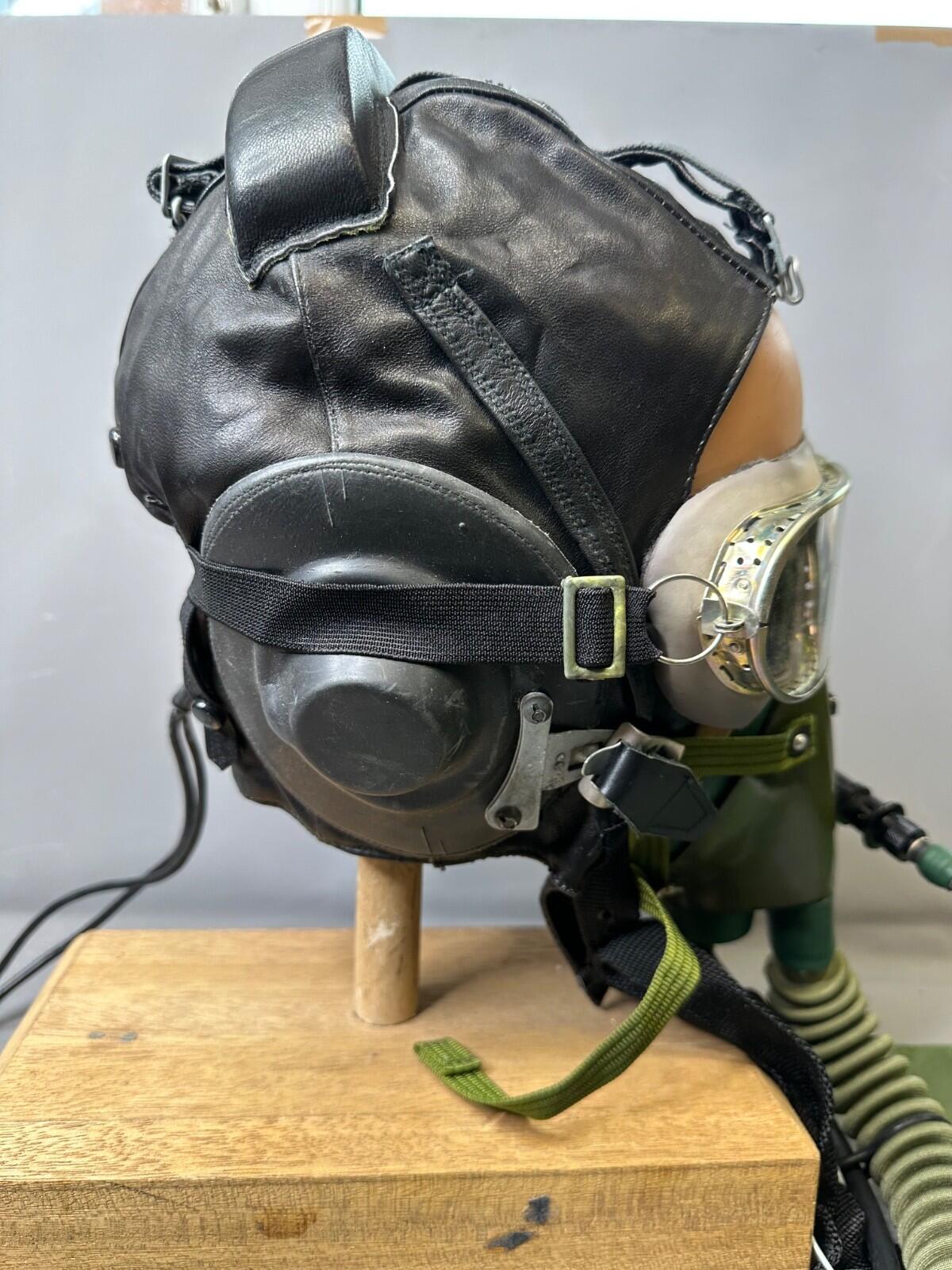 Cold War Soviet ShZ-82 Pilot Flight Helmet w/ Saphir Goggles & Oxygen Mask Sz 58