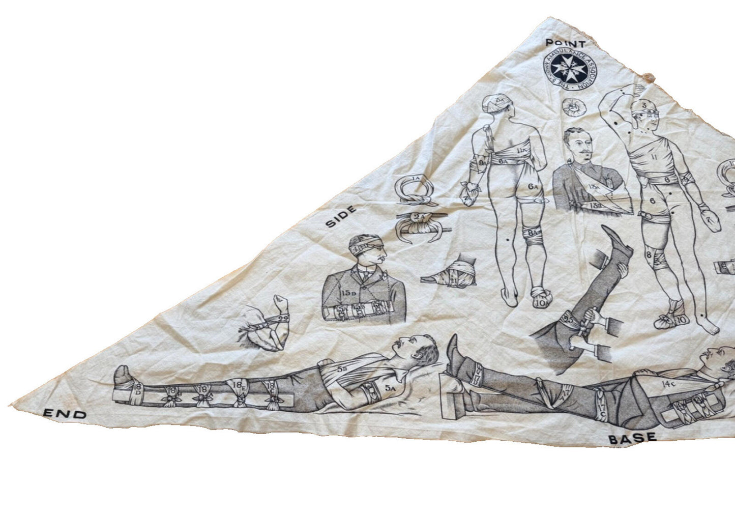 WW1 St John Ambulance Triangular Bandage Instruction Cloth First Aid Training