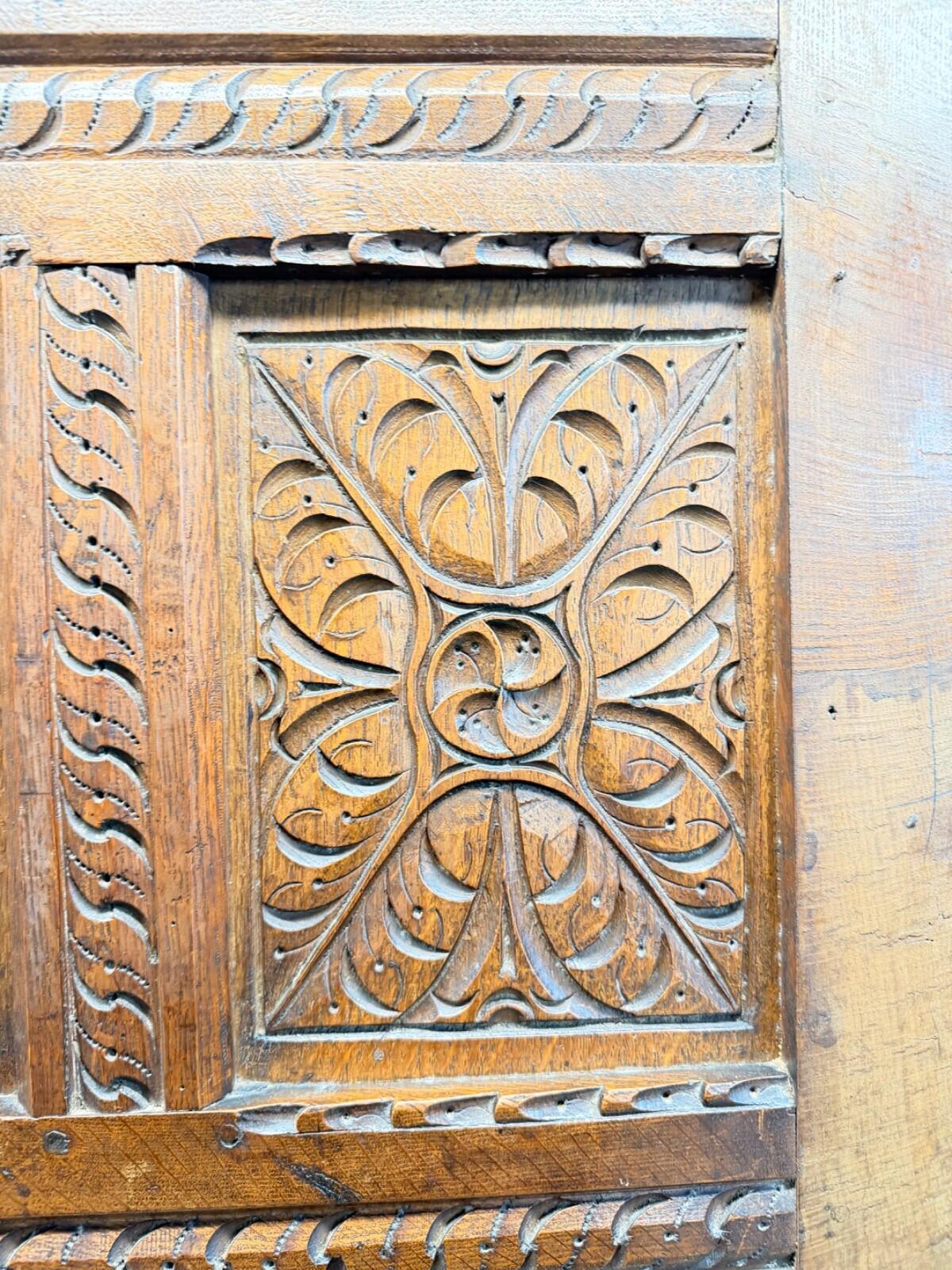 Rare 17th / Early 18th Century Hand Carved Oak Cabinet Doors Gothic Renaissance