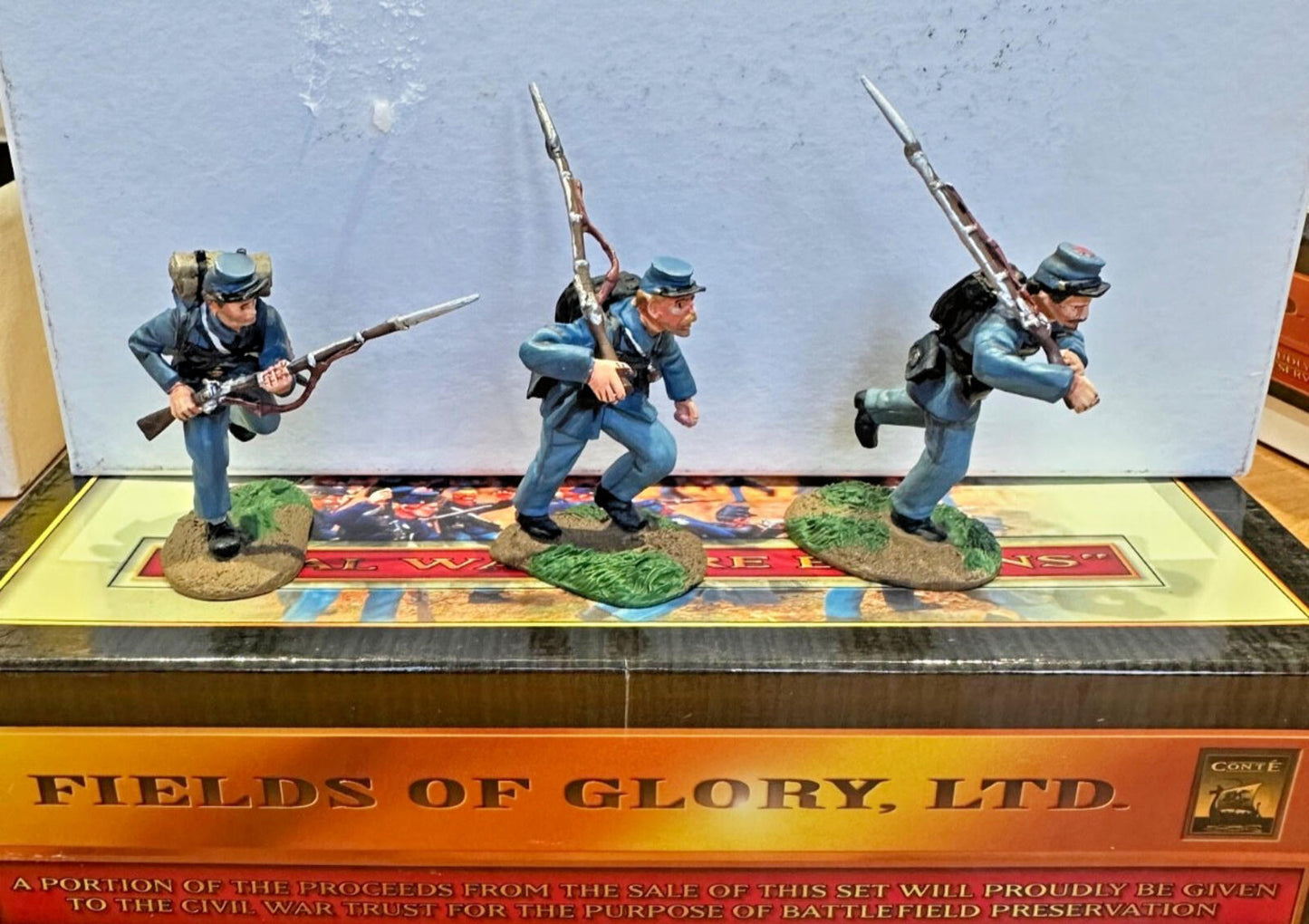 Conte American Civil War 57105 union charging set  54mm new boxed 3 figures