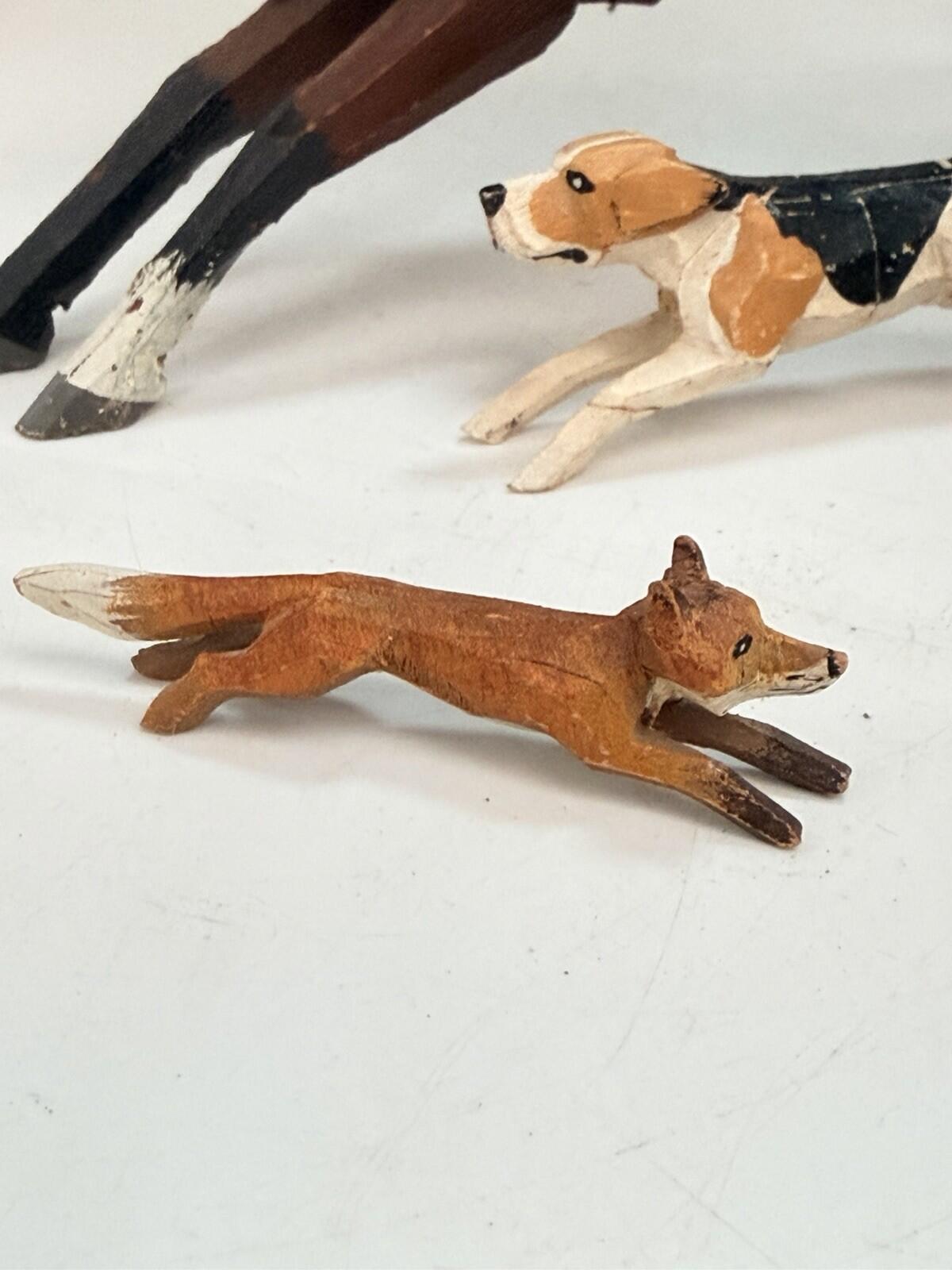 Forest Toys Brockenhurst rare hand carved hunt with fox Frank Whittingtons